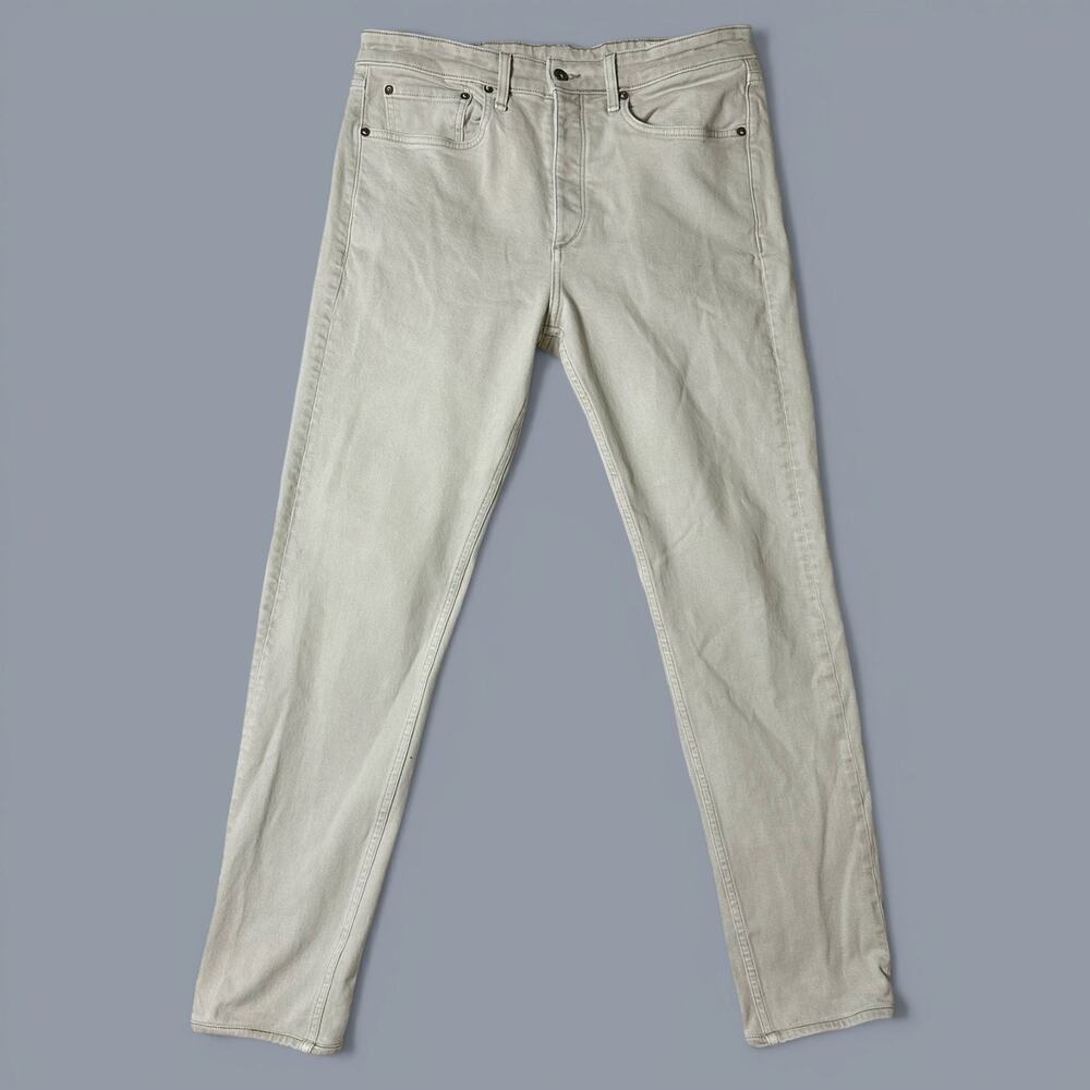 Rag & Bone Fit 2 Slim Mens Jeans Actual Size 33x32 Stone Button Fly Taper Chino